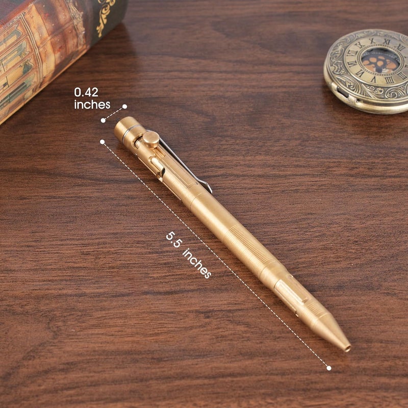 SMOOTHERPRO Weighted Bolt Action Pen, 54g Brass Pen with Graphite Tip, Compatible with Pilot G2 Refill, Industrial Vintage Design for Office Gifts, Steampunk Collections, Parkinson, Arthritis, Natural - Image 2